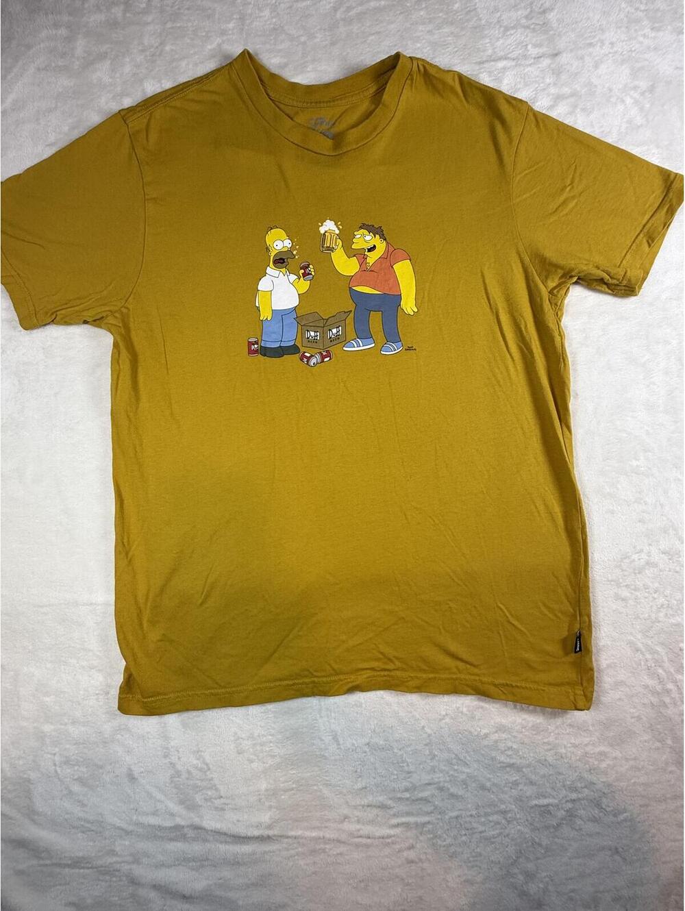 Billabong x The Simpsons Homer & Barney Duff Beer Graphic T-Shirt Men's M Yellow